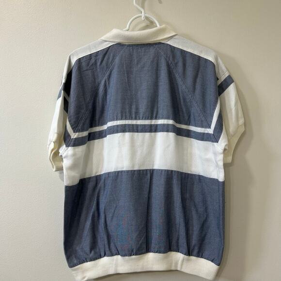 Christian Dior Monsiuer Vtg Mens Sz Medium Blue Striped Collared Pullover Shirt - Picture 6 of 6